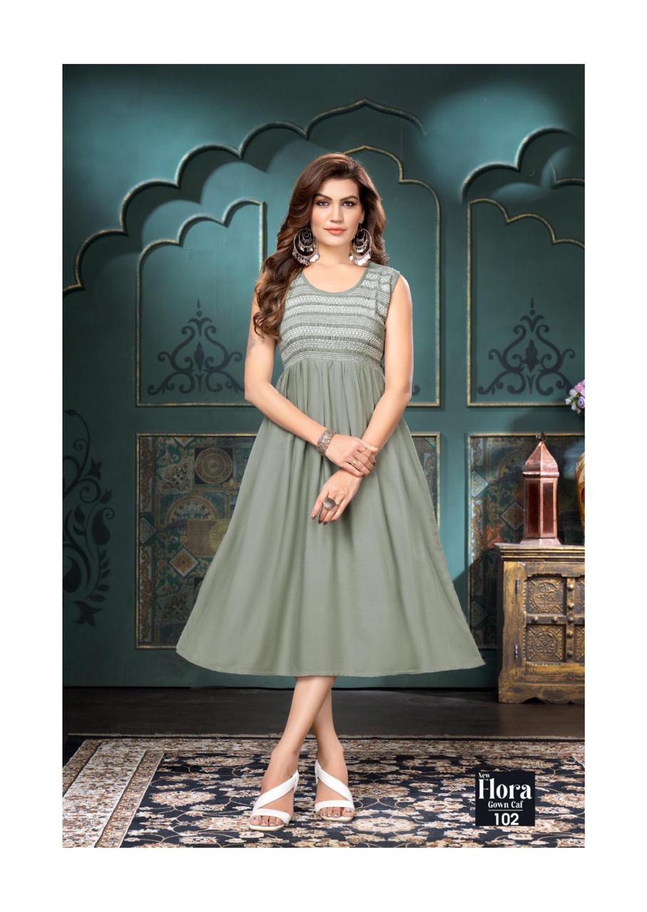 New Flora Gown Cal By Trendy Party Wear Kurtis Catalog